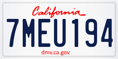 CA license plate 7MEU194
