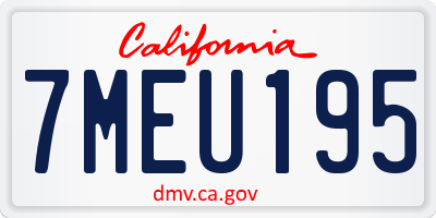 CA license plate 7MEU195