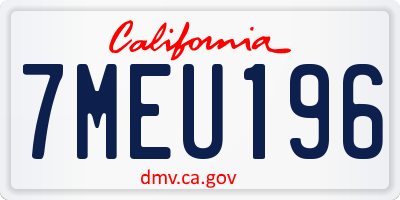 CA license plate 7MEU196