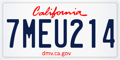 CA license plate 7MEU214