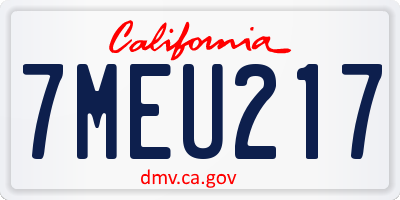 CA license plate 7MEU217