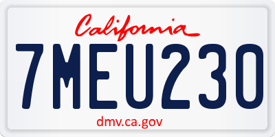 CA license plate 7MEU230