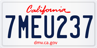 CA license plate 7MEU237