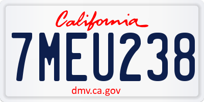 CA license plate 7MEU238