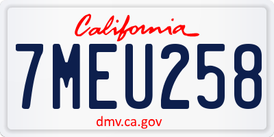 CA license plate 7MEU258