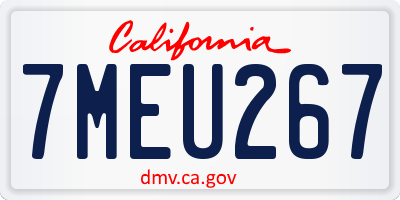 CA license plate 7MEU267