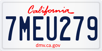 CA license plate 7MEU279