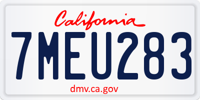 CA license plate 7MEU283