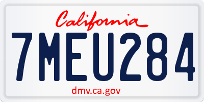CA license plate 7MEU284