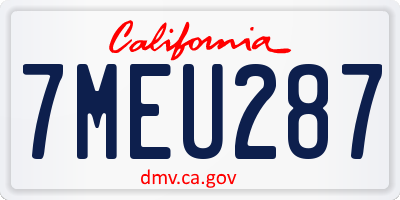 CA license plate 7MEU287