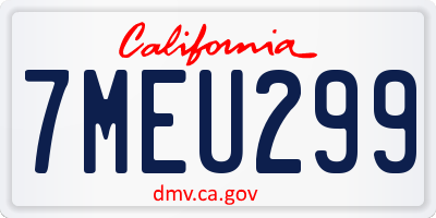 CA license plate 7MEU299