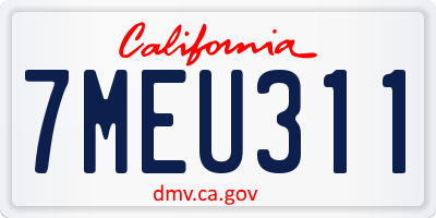 CA license plate 7MEU311