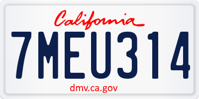 CA license plate 7MEU314