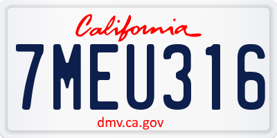 CA license plate 7MEU316