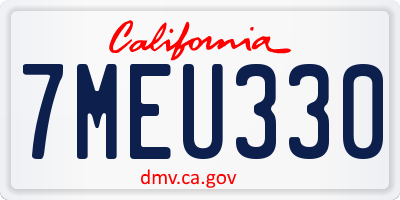 CA license plate 7MEU330