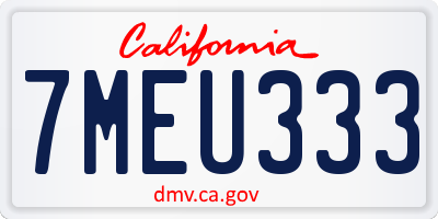 CA license plate 7MEU333