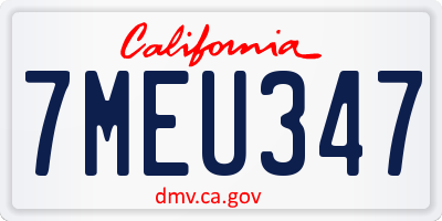 CA license plate 7MEU347