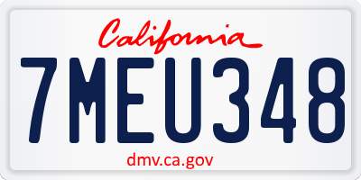 CA license plate 7MEU348