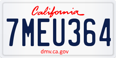 CA license plate 7MEU364