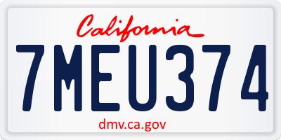 CA license plate 7MEU374