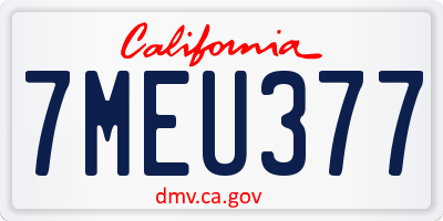 CA license plate 7MEU377
