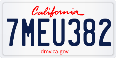 CA license plate 7MEU382