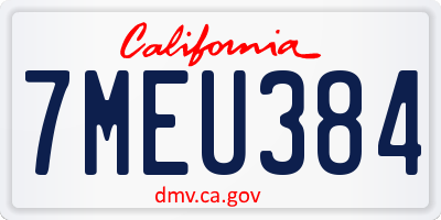 CA license plate 7MEU384
