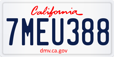 CA license plate 7MEU388