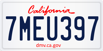 CA license plate 7MEU397