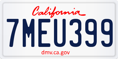CA license plate 7MEU399