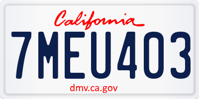 CA license plate 7MEU403