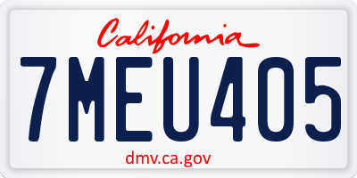 CA license plate 7MEU405
