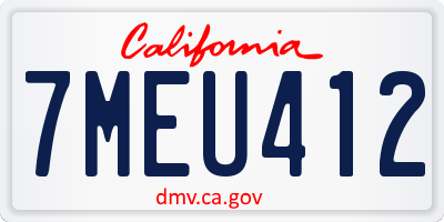 CA license plate 7MEU412