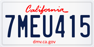CA license plate 7MEU415
