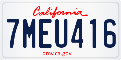 CA license plate 7MEU416