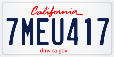 CA license plate 7MEU417