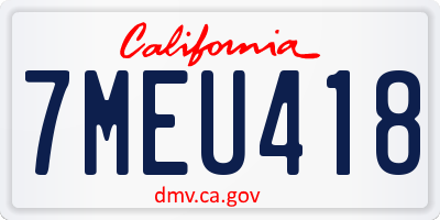 CA license plate 7MEU418