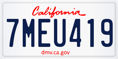 CA license plate 7MEU419