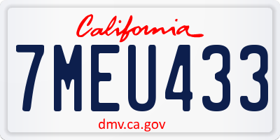 CA license plate 7MEU433