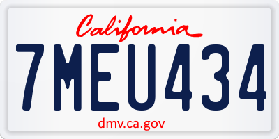 CA license plate 7MEU434