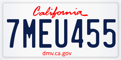 CA license plate 7MEU455