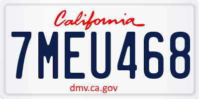 CA license plate 7MEU468