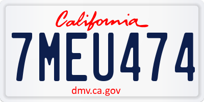 CA license plate 7MEU474
