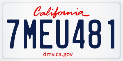 CA license plate 7MEU481