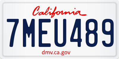 CA license plate 7MEU489