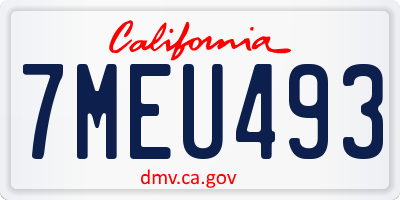 CA license plate 7MEU493