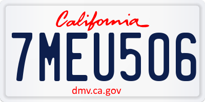 CA license plate 7MEU506