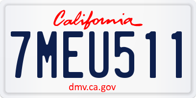 CA license plate 7MEU511