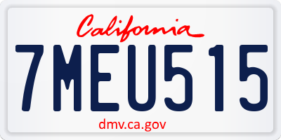 CA license plate 7MEU515