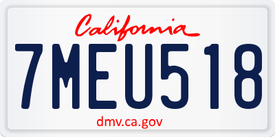 CA license plate 7MEU518